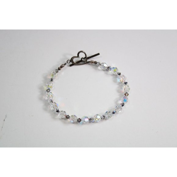 Aurora Borealis Beaded Necklace Clear .925 Clasp 88053 - Picture 2 of 5